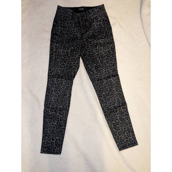Bold Elements Womens Cut To Curve Skinny Jeans Gray Leopard Print Stretch 00 - Picture 1 of 3